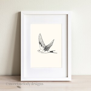 Boho Bird Art Print - Minimal Bird Illustration - Swallow Illustration - Barn Swallow No 1 - Bird Home Decor