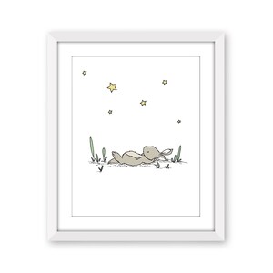 Bunny Star Gazer Nursery Art Star Nursery Illustration Neutral Nursery Art Print image 1