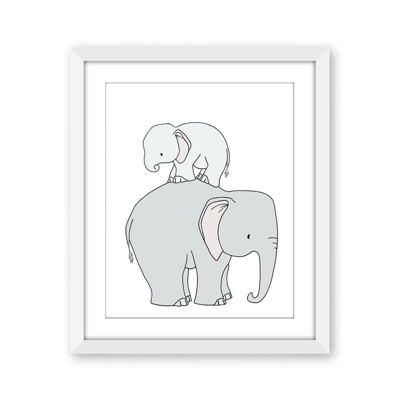 Safari Nursery Decor Elephant Art Print Elephant Mama and Etsy