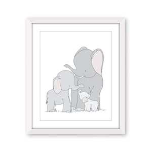 Elephant Nursery Decor - Elephant Family Art - Minimal Safari Nursery Decor - Elephant Baby Room - Safari Animal Prints