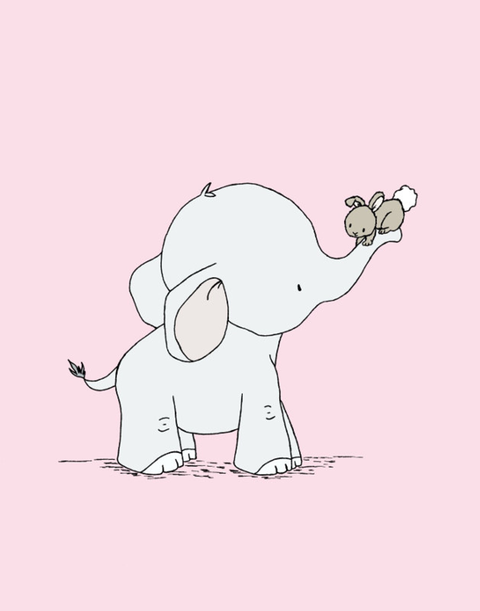 Pink Elephant Nursery Art Nursery Decor Set of 3 Prints Etsy