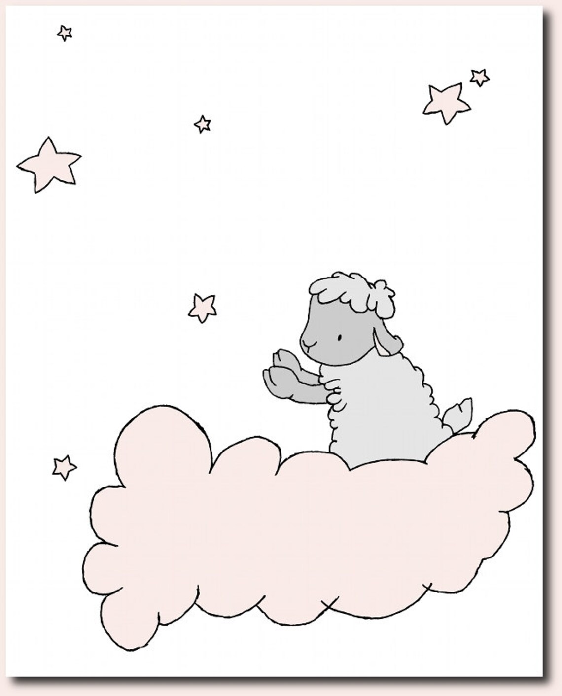 Lamb Nursery Art Prints Pink and Gray Nursery Decor Lamb Etsy
