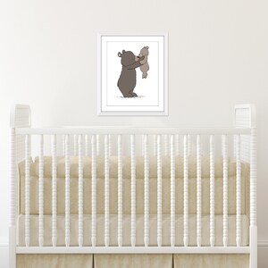 Bär Kinderzimmer Kunst, Wald Baby Druck, Mama und Baby Bär, Jungen Zimmer Dekor, sicher in meinen Armen Bild 3