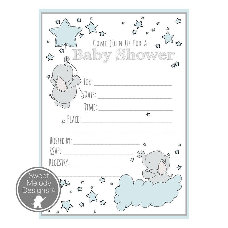 Printable Baby Shower Invitations Instant Download PDF Etsy