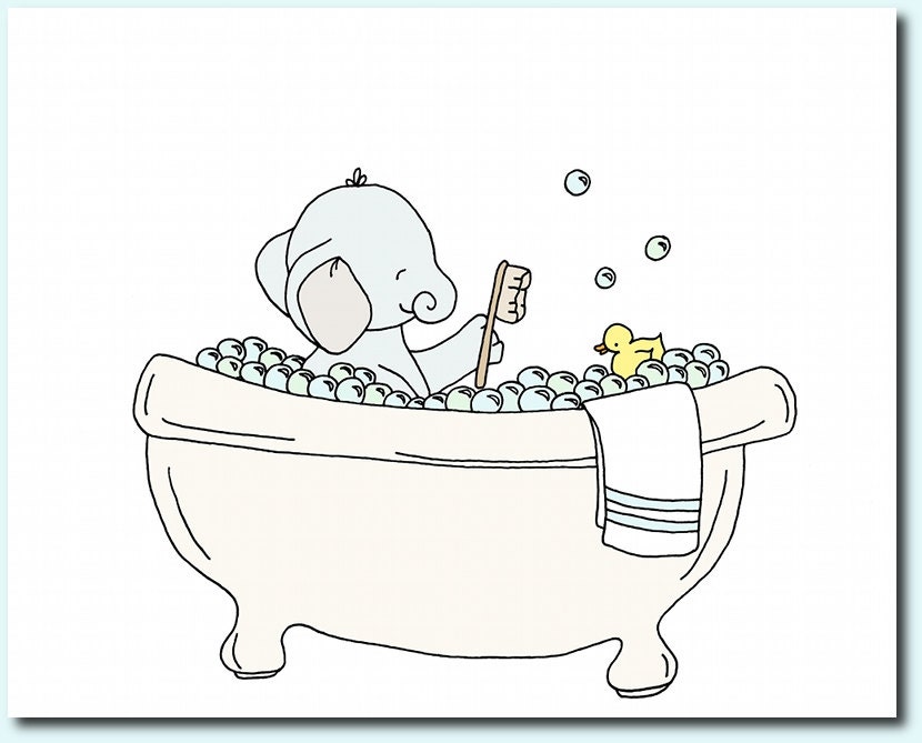 Elephant Bathroom Art Kids Bathroom Art Set of 3 Prints Etsy