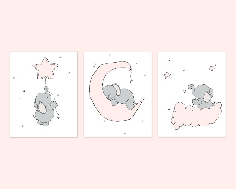 Elephant Nursery Decor Elephant and Stars Safari Nursery Etsy