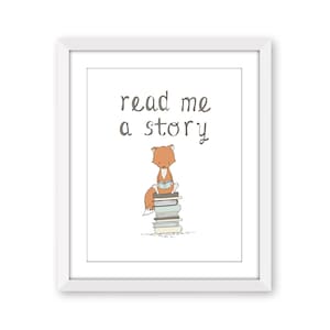 Woodland nursery art Read All the Books 11x11 book art 8x8 Gicl\u00e9e print