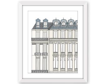 Paris Building Art Print - A Glimpse of Paris - Paris Travel Wall Decor