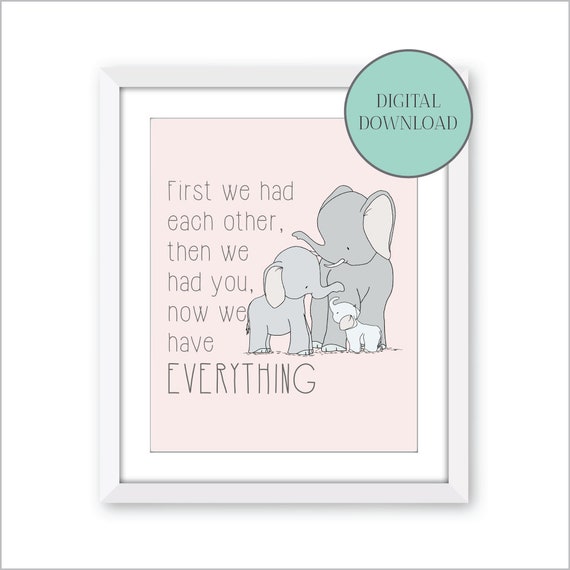 Printable Nursery Art Elephant Nursery Decor Digital | Etsy