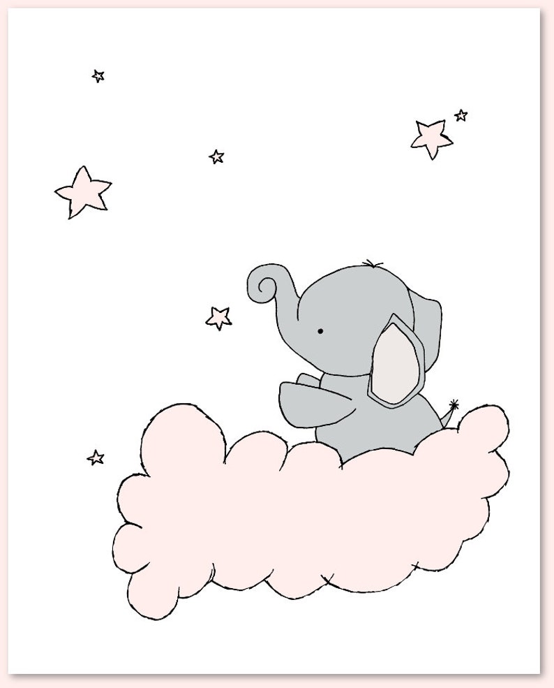 Elephant Nursery Decor Elephant Moon and Stars Safari Etsy