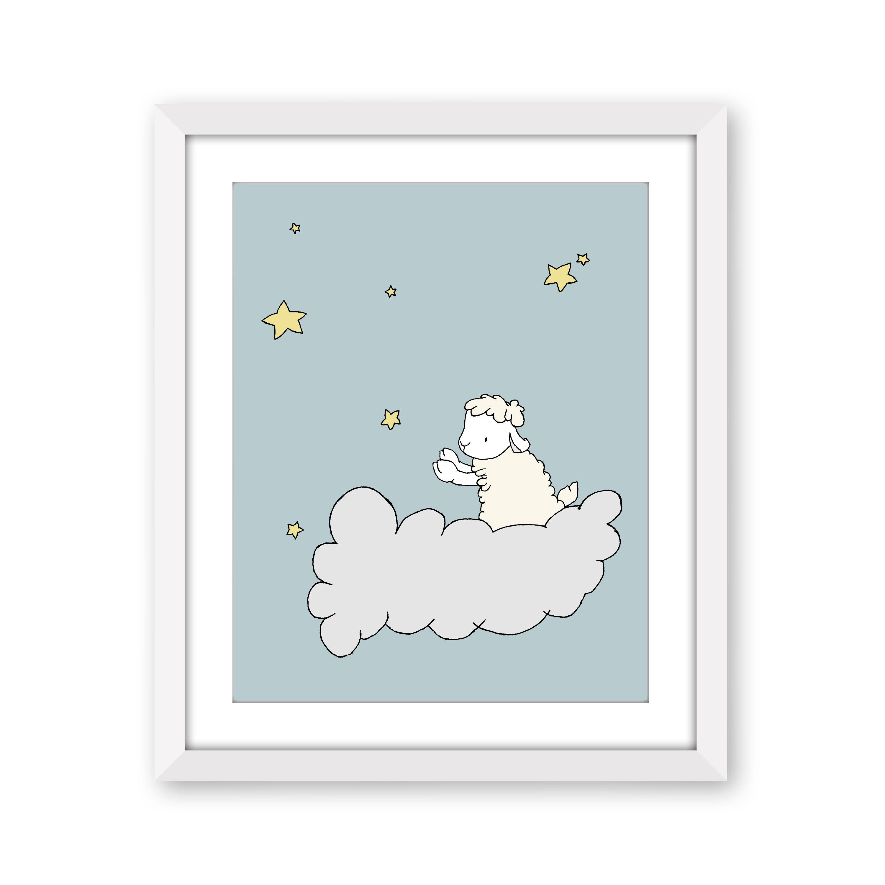 Lamb Nursery Art Lamb Star Cloud Nursery Decor Lamb Etsy