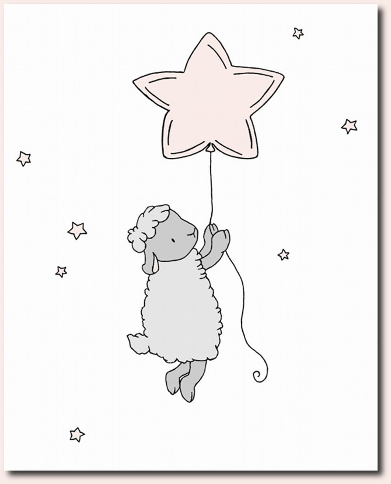 Lamb Nursery Art Prints Pink and Gray Nursery Decor Lamb Etsy