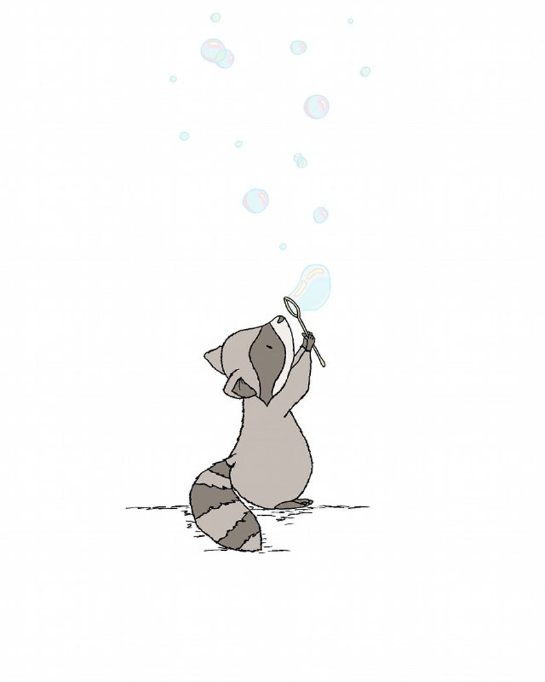 Bubbles Nursery Art Blowing Bubbles Woodland Animals Etsy