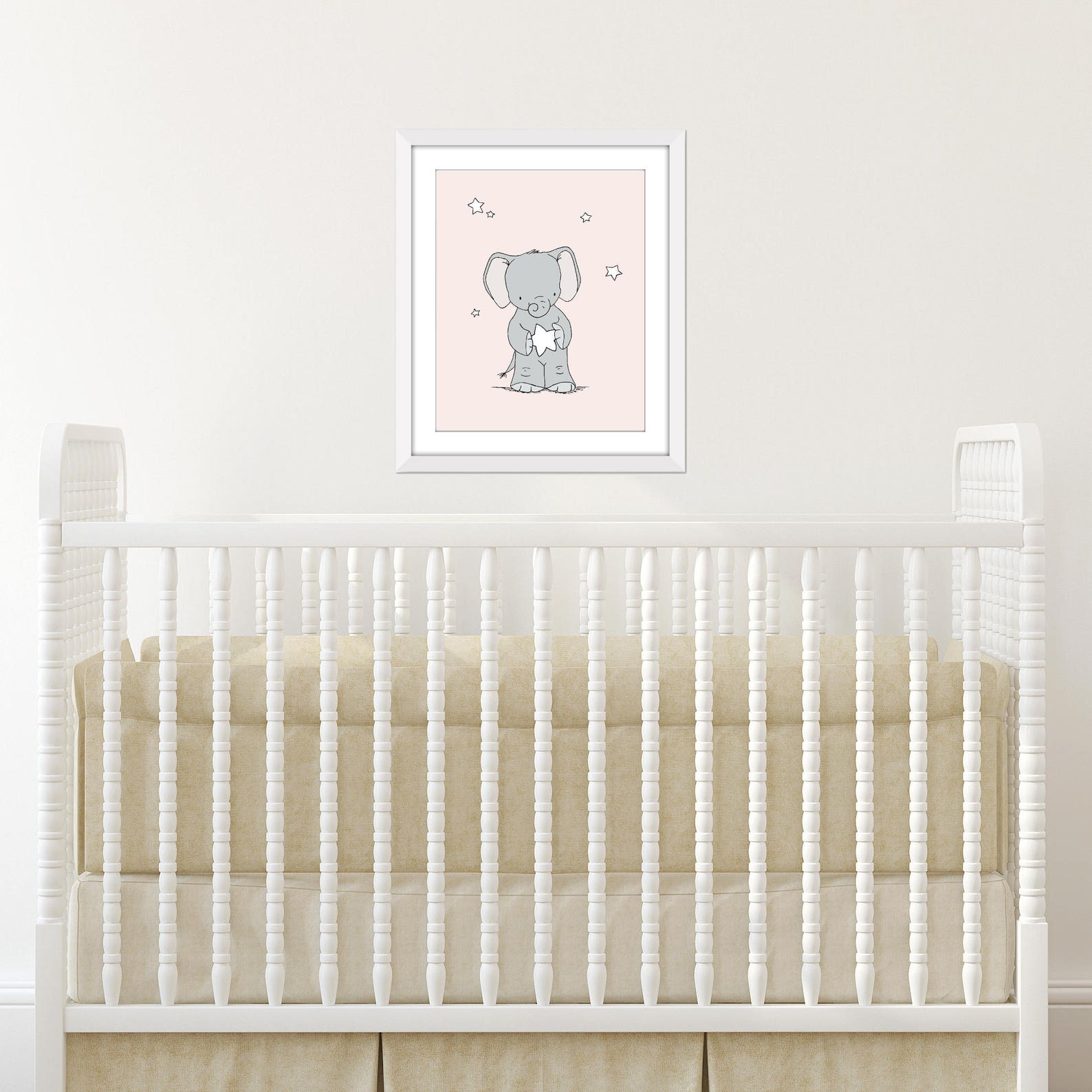 Elephant Nursery Art Pink and Grey Nursery Decor Baby - Etsy