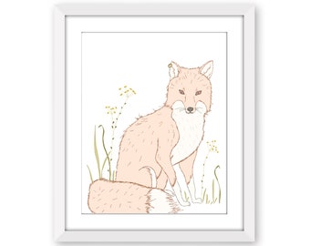 Fox Art Print - Woodland Decor - Fox Illustration - Wild Fox - Forest Animal - Fox Wall Art
