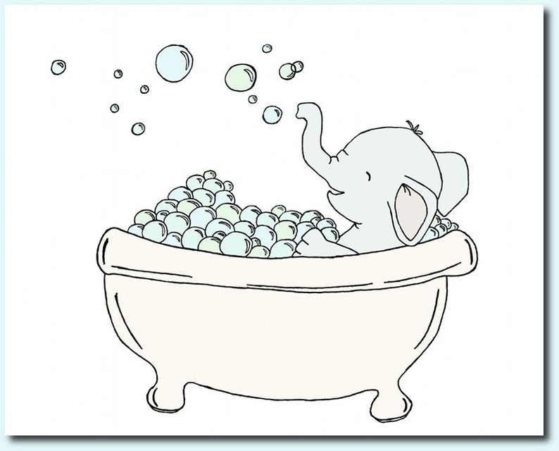 Elephant Bathroom Art Kids Bathroom Art Set of 3 Prints Etsy