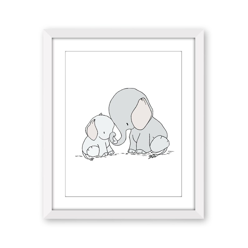 Elephant Nursery Art Print Elephant Mama and Baby You Etsy