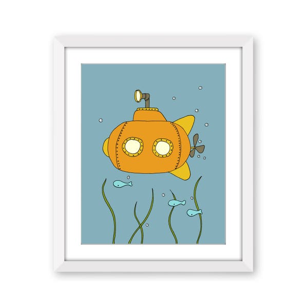 Submarine Nursery Art - Little Submarine - Under the Sea Nursery Decor