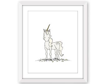 Unicorn Nursery Art - A Wild Unicorn Print - Girls Room Unicorn Wall Decor