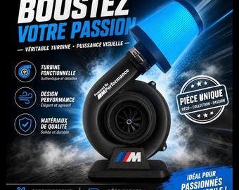 Turbo Lamp BMW M Performance | Lampe Turbo Artisanale | Cadeau Passionné Auto | BMW M Gift | Car Lover Desk Light