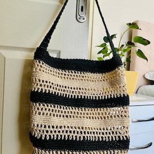 Handmade natural bag, Straw Mesh Bag, Single-strap shoulder bag, Crochet Shoulder Bag, Crochet Summer Bag, Lightweight spacious unlined bag