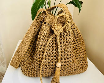 Casual Shoulder Bag,Summer Shoulder Bag, Luxury Bag,Handmade bag, Shoulder Bag, Wicker Straw Bag,  Handcrafted Raffia Bag, Crochet Raffia,