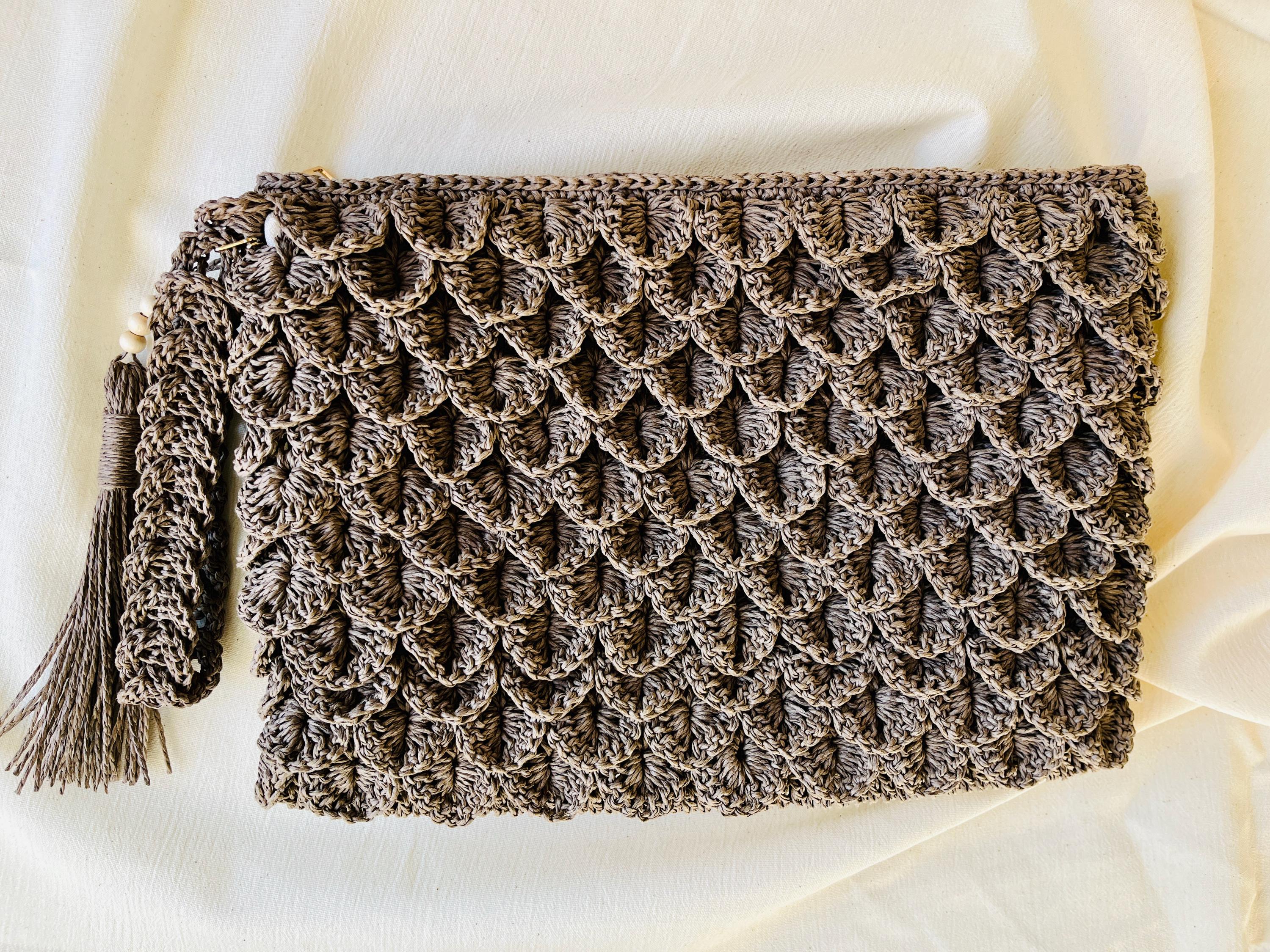 Buy Handmade Crochet Clutch Bag, Zipper Wristlet Purse, Lined