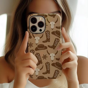Western Cowboy Collage Phone Case, Rustic Rodeo Classic Western Country iPhone 16 15 14 13 12 Pro Max Plus Magsafe Google Samsung Galaxy S25