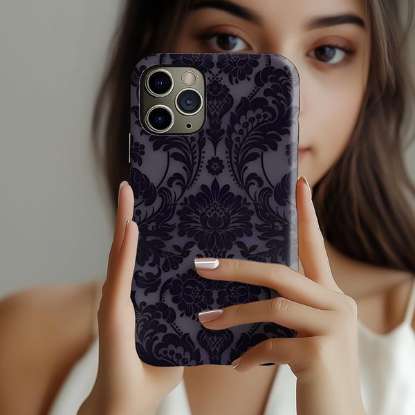 Gothic Floral Lace Phone Case: Vintage Dark Victorian Style iPhone MagSafe, Google Pixel, Samsung