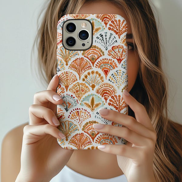 Retro Floral Phone Case: Vintage Colorful Geometric Pattern iPhone Cover MagSafe Google Pixel Samsung Galaxy