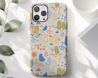 Botanical Cat Garden Phone Case: Cute Nature Floral Gift iPhone 17 16 15 14 13 12 11 Pro Max Plus Air Magsafe Google Samsung Galaxy S25 S24