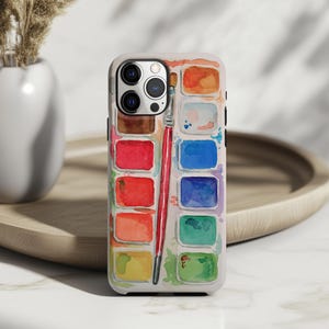 Watercolor Paint Palette Phone Case, Artist Art Lover Gift iPhone 16 15 14 13 12 11 X Pro Max Plus Magsafe Google Samsung Galaxy S25 S24 S23