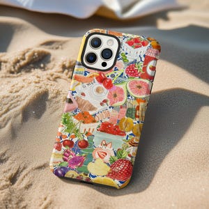 Vintage Fruit Collage Phone Case, Summer Fruity Farmers Market Botanical iPhone 16 15 14 13 12 11 Pro Max Plus Magsafe Google Samsung Galaxy