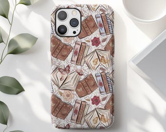 Vintage Book Phone Case: Dark Academia Antique Bookworm Floral Cottagecore Bookish Gift iPhone Cover MagSafe Google Pixel Samsung Galaxy