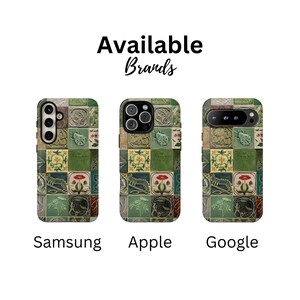 Vintage Botanical Beetle Phone Case: Floral Mosaic Ceramic Tile iPhone 17 16 15 14 13 12 Pro Max Plus Air Magsafe Google Samsung Galaxy S25 image 6