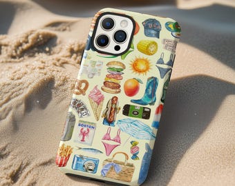 Summer Collage Phone Case: Retro Coastal Beach Vacation Foodie iPhone Cover MagSafe Google Pixel Samsung Galaxy