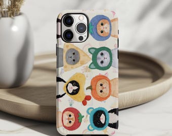 Cute Cat Food Costume Phone Case, Funny Kitten Cheese Pumpkin Whimsical Cat Lover Gift iPhone Cover MagSafe Google Pixel Samsung Galaxy