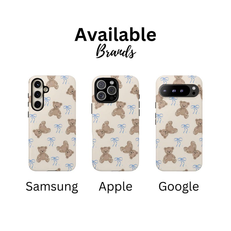 Coquette Teddy Bear Phone Case: Soft Pastel Blue Bow Cottagecore iPhone 17 16 15 14 13 12 11 Pro Max Plus Air MagSafe Google Samsung Galaxy image 6