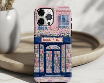 Floral Bookshop Phone Case: Cozy Spring Flowers Book Lover iPhone Cover MagSafe Google Pixel Samsung Galaxy