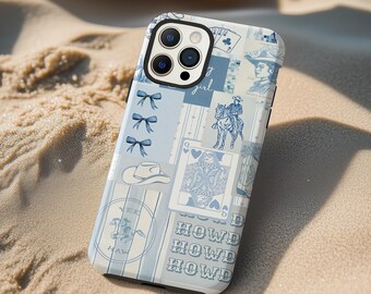 Western Collage Phone Case: Howdy Cowgirl Bow Queen Card iPhone Cover MagSafe Google Pixel Samsung Galaxy