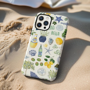 European Summer Collage Phone Case Mediterranean Travel Coastal Italian iPhone 16 15 14 13 12 Pro Max Plus Magsafe Google Samsung Galaxy S25