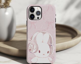 Y2K Bunny Phone Case: Cute Coquette Bow Pink Kawaii Girly iPhone Cover MagSafe Google Pixel Samsung Galaxy