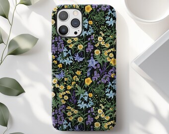 Midnight Wildflower Garden Phone Case: Botanical Floral Gift iPhone Cover MagSafe Google Pixel Samsung Galaxy