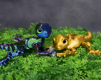 2 psc Articulated little Lizard. Flexy gecko. 3D Printed Lizard.