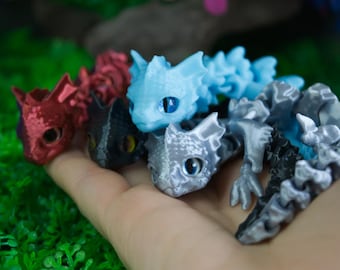 2 psc Articulated 3D Printed Dragon: Flexible PLA Fidget Toy