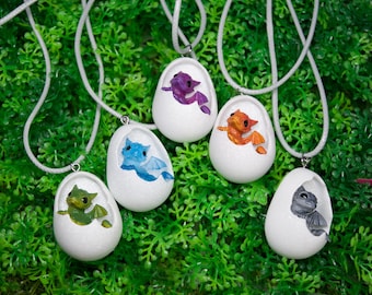 Hatching Baby Dragon Necklace – Faux Leather Cord Amulet