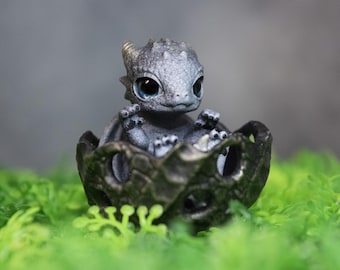 Tiny Dragon Figurine with Glass Eyes