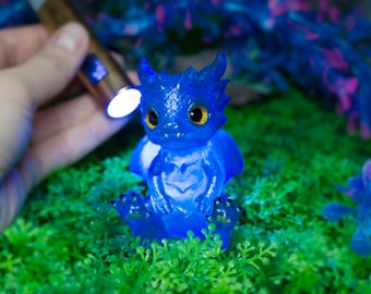 Resin Dragon Figurine with Glass Eyes, Dragon Lovers Gift