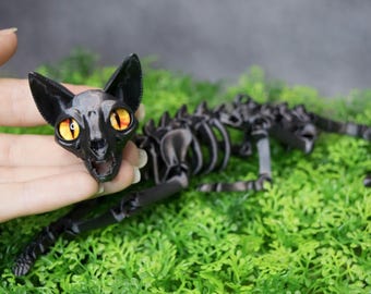 2 psc Articulated 3D Printed Cat Skeleton: Flexible!