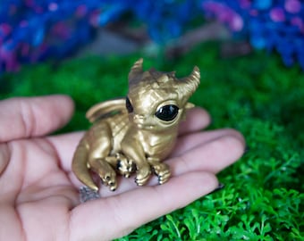 Tiny Gold Dragon Figurine: Dragon Lover Gift